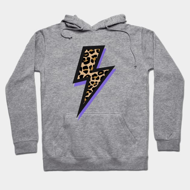 Leopard Print Spots and Purple Lightning Bolts Hoodie by OneThreeSix